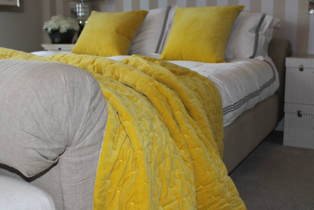 Jones Chartreuse Velvet Bedspread Willow&Green