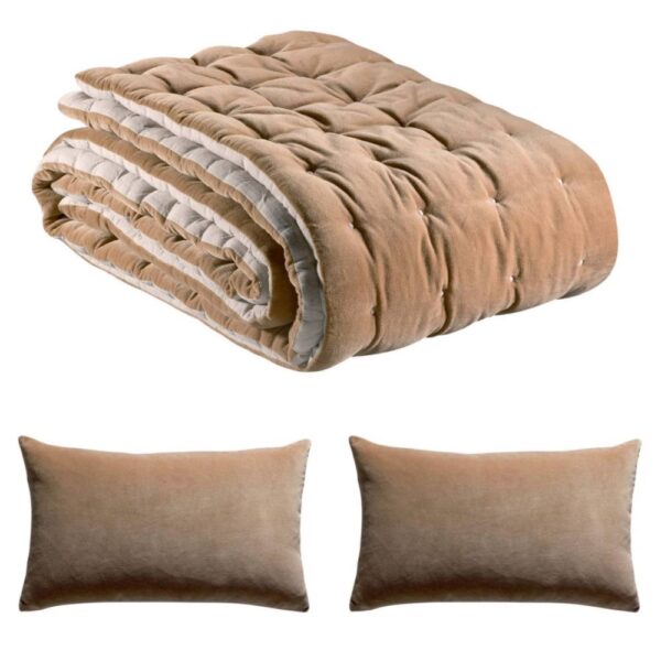 Reversible Viva Camel Throw with 2 matching cushions
