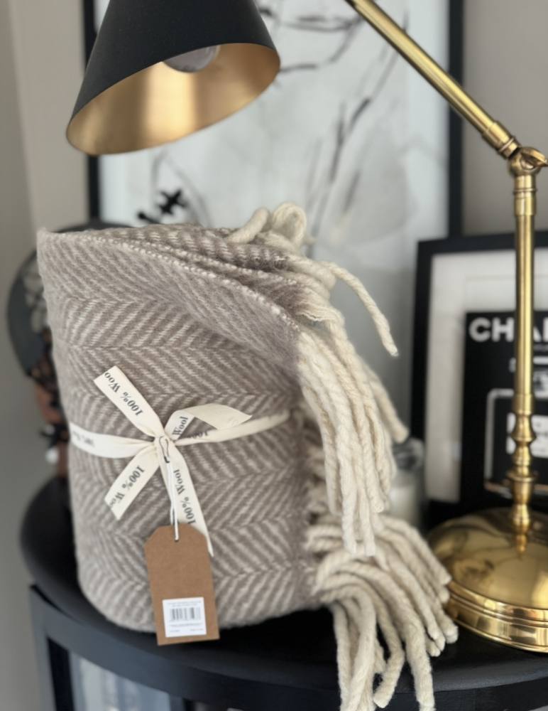 Wool Throw Taupe - Image 2