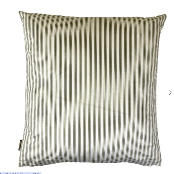 Vanilly Fly Stripe Cream and Khaki Green Velvet Cushion